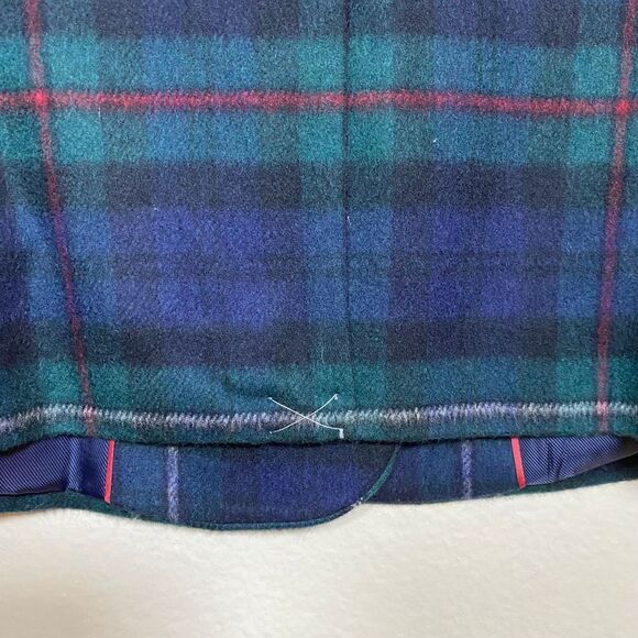 Talbots Womens Italian Wool Plaid Double Breasted Blazer Navy Green Tartan Sz 8 - Picture 7 of 10